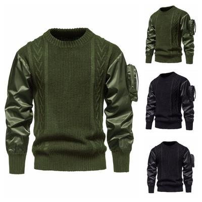 Stitching individual sweaters knitwear拼接袖个性毛衣针织衫男