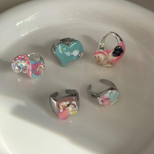 其他女画家甜酷小众马卡龙色戒指