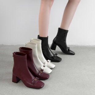 隐形内增高9CM轻便秀气短靴休闲百搭时装靴简约切尔西短靴女