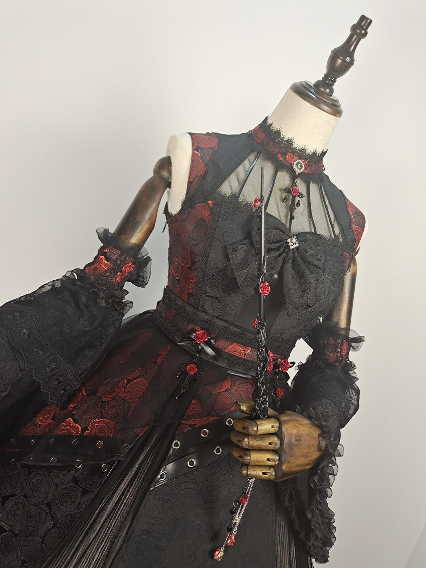 【完售展示】玫瑰暗河魔杖 玫瑰魔杖lolita小物配饰暗黑魔女法杖