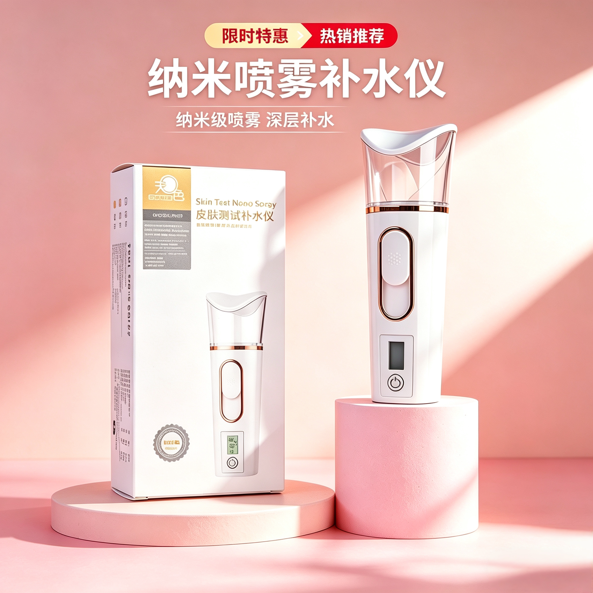 纳米喷雾补水仪器脸部加湿蒸脸美容冷喷机家用小型便携神器充电式