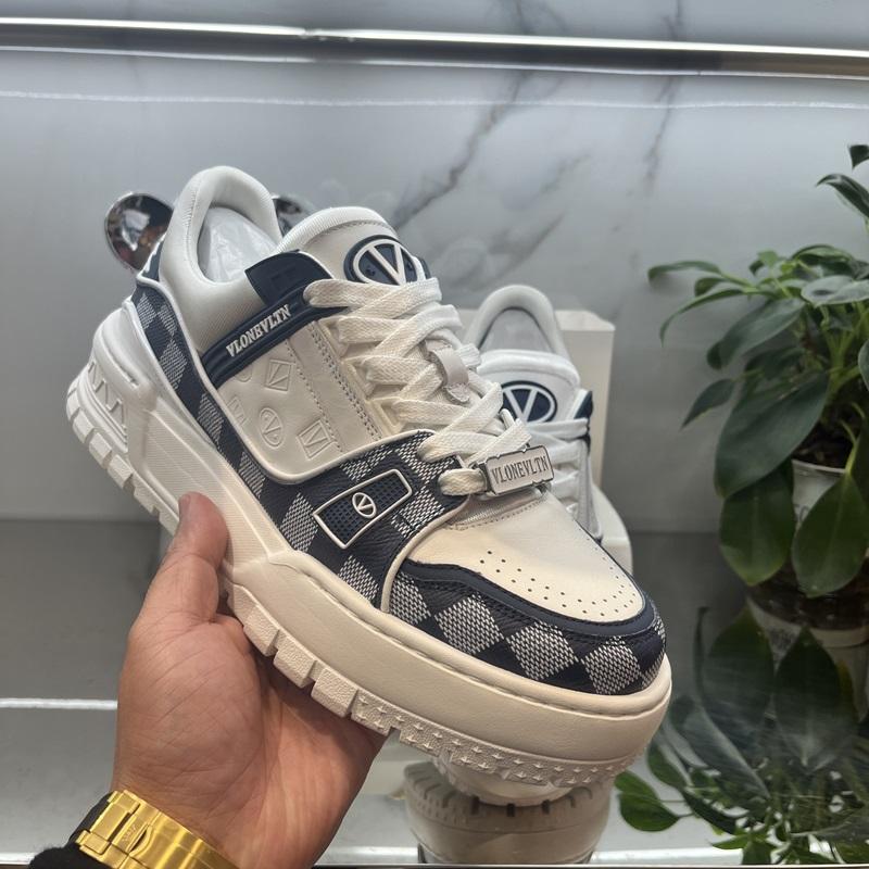 欧货名品VLONEVLTN瓦伦之星小牛皮格子拼色时尚轻奢男士休闲板鞋