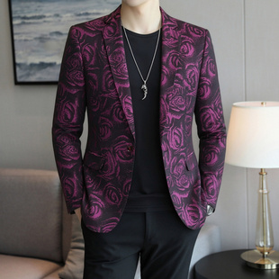 花西装 商务休闲时尚 男士 潮流帅气西服便西男 时尚 韩版 外套修身 春季