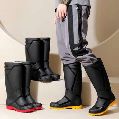 特大码高筒时尚防水雨靴男款户外长筒防滑耐磨雨鞋胶鞋工作雨鞋男