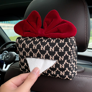 车载纸巾盒挂式汽车用扶手箱抽纸盒创意可爱网红女神车上纸巾挂袋