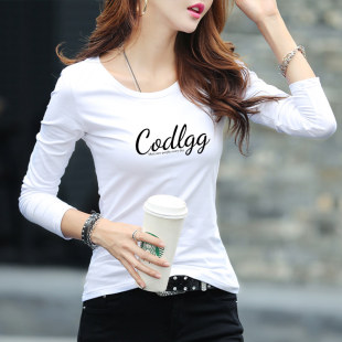 打底小衫 白色长袖 新款 棉质上衣2026年春装 体恤百搭潮 t恤女修身