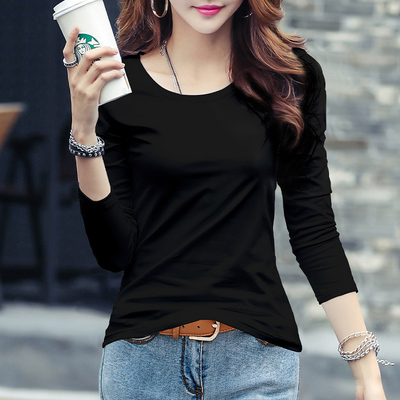 圆领洋气长袖t恤女百搭上衣潮