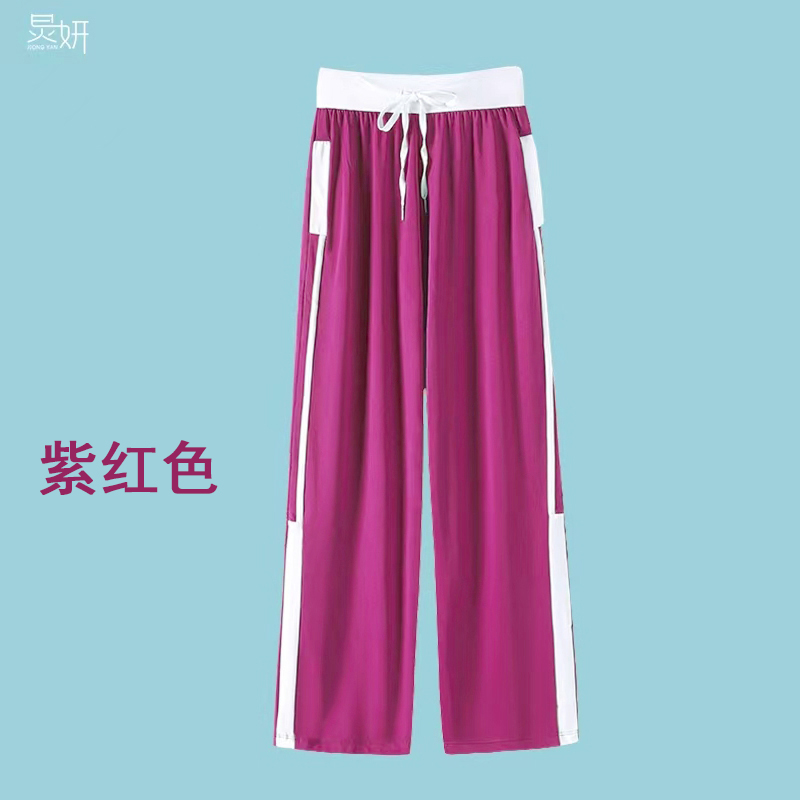 炅妍广场舞运动裤2025新款跳舞健身阔腿裤跳操裤女白色长裤抽绳裤