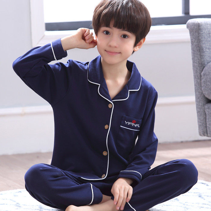 芬腾春秋中大童青少年初中学生纯棉睡衣男孩子12-15岁家居服套装