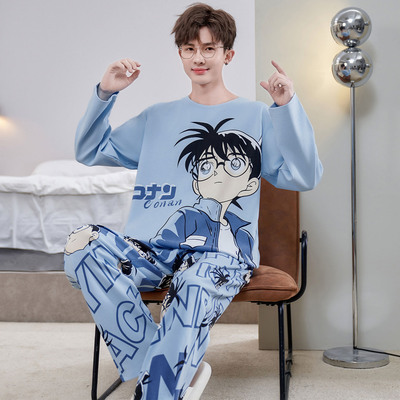 芬腾睡衣男款春秋季2025新款卡通长袖套装青少年大码纯棉高初中生