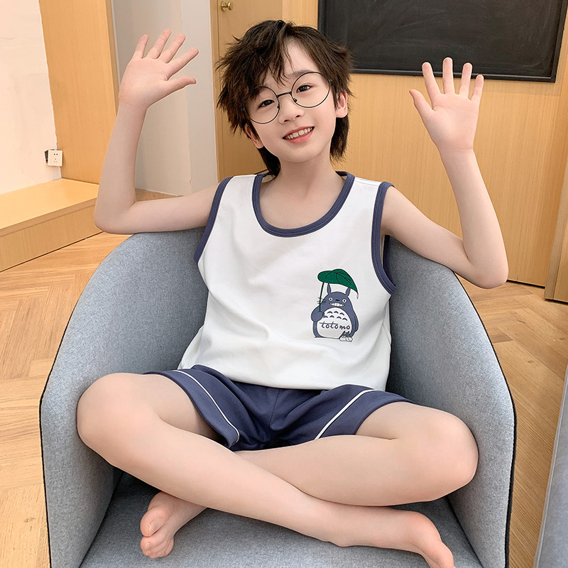 芬腾睡衣男童夏季2025新款纯棉无袖背心大童男孩子青少年初中学生