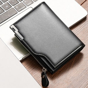 皮夹多功能男式 竖款 钱夹拉链男款 多卡位零钱包短款 wallet 钱包男士