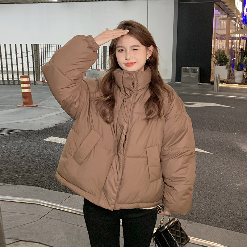 实拍胡楚靓小个子面包服学生新款羽绒服女宽松设计感小众棉服外套