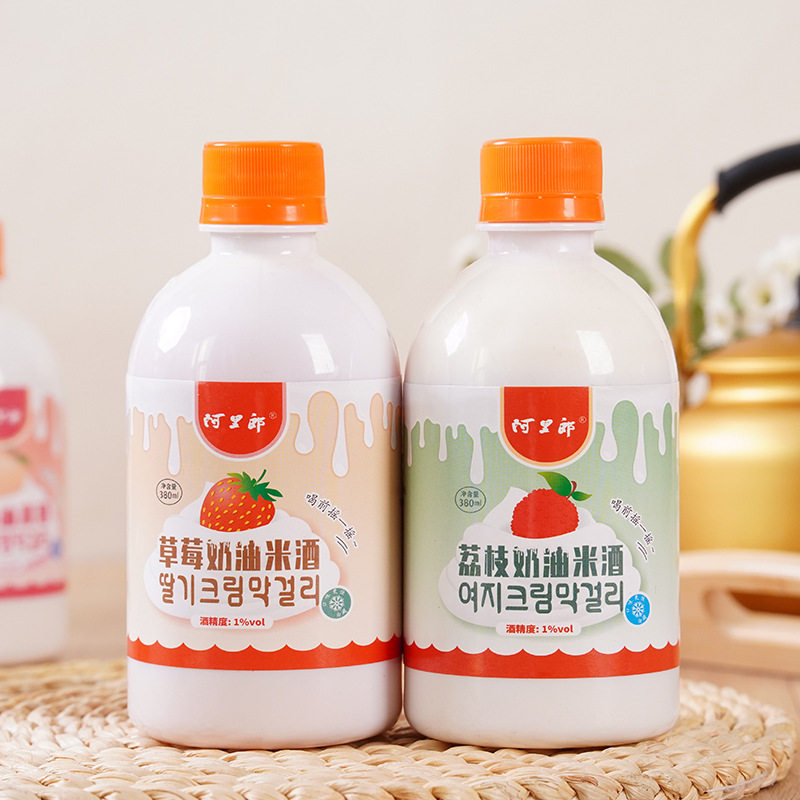 阿里郎延边草莓奶油米酒380ml图片