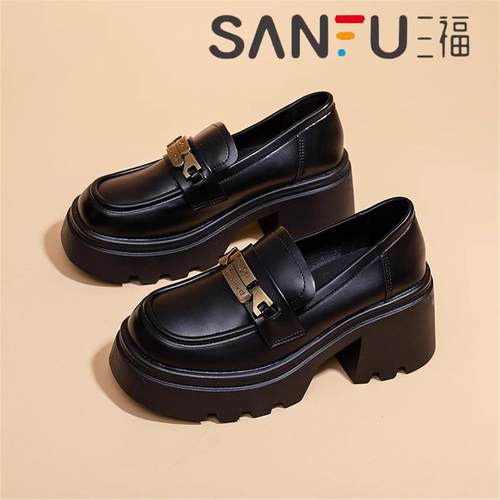 品牌真皮厚底乐福鞋女2025春秋新款英伦风jk小皮鞋百搭配裙子单鞋