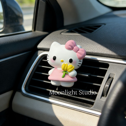 Moonlight手作可爱卡通hello Kitty车载香薰空调出风口扩香石装饰