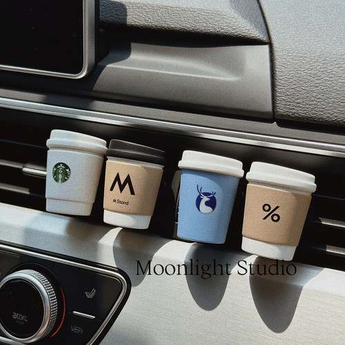 Moonlight手作瑞幸%咖啡杯车载香薰空调出风口扩香石装饰摆件