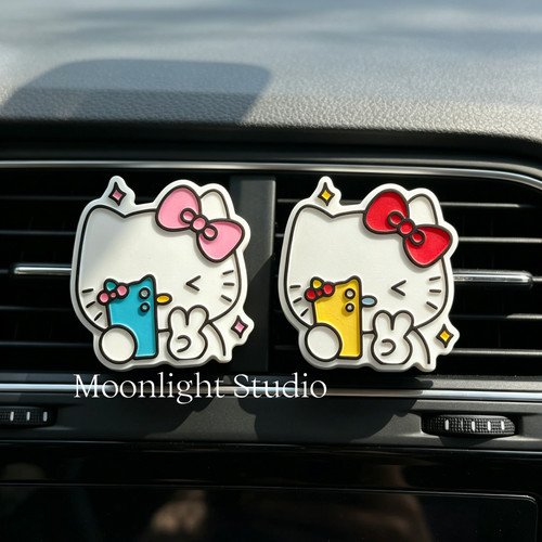 Moonlight手作HelloKitty拍照车载香薰空调出风口扩香石摆件装饰