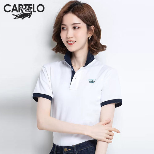 鳄鱼纯棉Polo衫女短袖t恤夏季