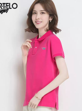 鳄鱼POLO衫短袖t恤女夏季纯棉