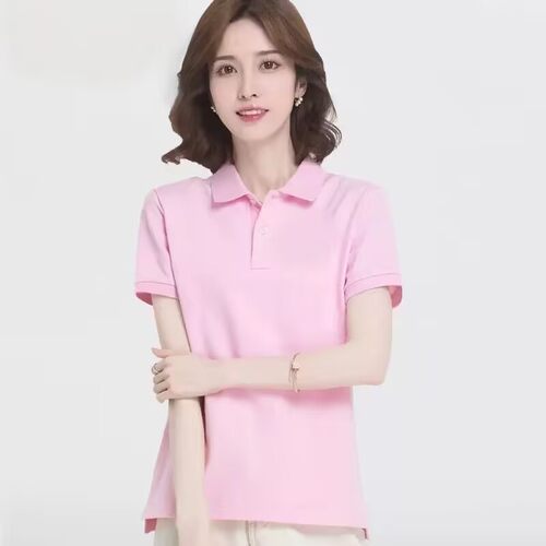 正品女士短袖polo衫夏季透气宽松工作服纯棉翻领半袖t恤上衣定制