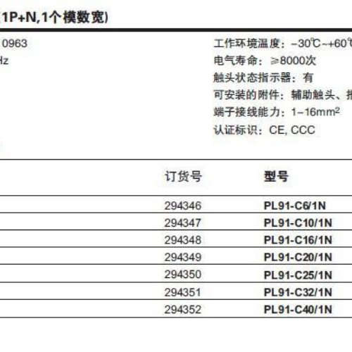 Moeller金钟现货应断路器PL91-C6/1N