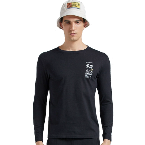 Мужской дорожный демисезонный быстросохнущий дышащий эластичный лонгслив подходит для пеших прогулок для спортзала, круглый воротник, оверсайз