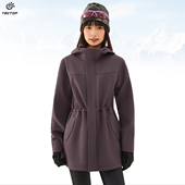 运动休闲登山徒步外套 软壳衣女士款 探拓户外秋冬季 防风保暖中长款
