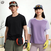 速干衣女士款 弹力透气圆领短裤 休闲跑步防晒运动T恤 薄款 户外夏季