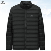 保暖薄款 探拓户外秋冬季 轻薄羽绒服男女士款 立领短款 黑色外套 新款