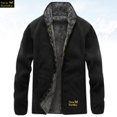 宽松中老年外套 开衫 泰迩森斯凯秋冬季 户外加绒加厚保暖抓绒衣男士
