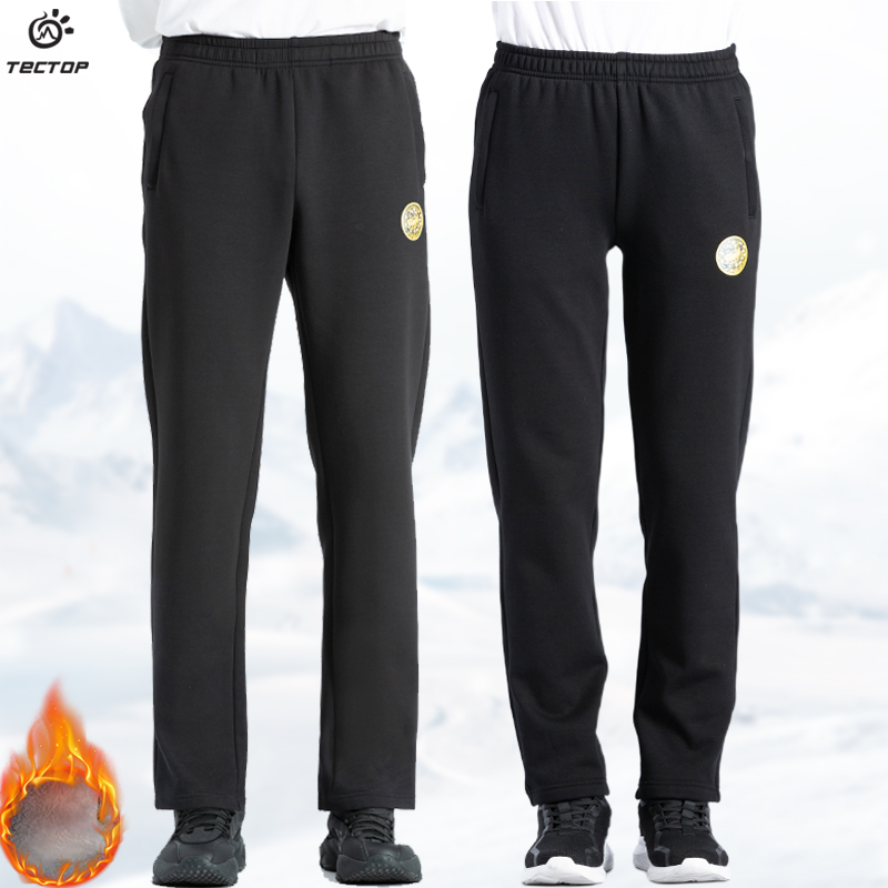 TECTOP探拓户外秋冬季加绒保暖针织裤男女士款宽松透气运动休闲裤