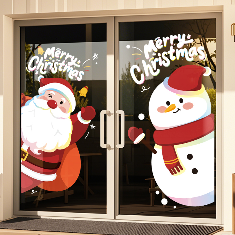 圣诞节装饰品玻璃贴纸圣诞树门贴