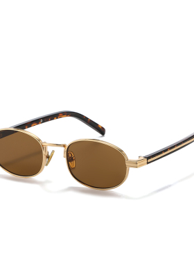 【柒柒】复古金属墨镜女高级感椭圆老钱风防紫外线太阳镜B56