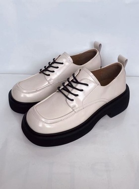 MN厚底乐福鞋女2025春季新款女鞋英伦风小皮鞋系带百搭单鞋21128