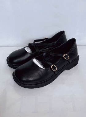 MN法式玛丽珍小皮鞋女春新款平底jk单鞋复古交叉带乐福鞋22239