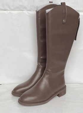 珂卡系列粗跟长筒靴女秋冬新款马丁靴显瘦不过膝厚底骑士长靴4062