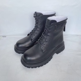断码 厚底增高粗跟英伦风加绒短靴子21555 清仓MN马丁靴女秋冬新款