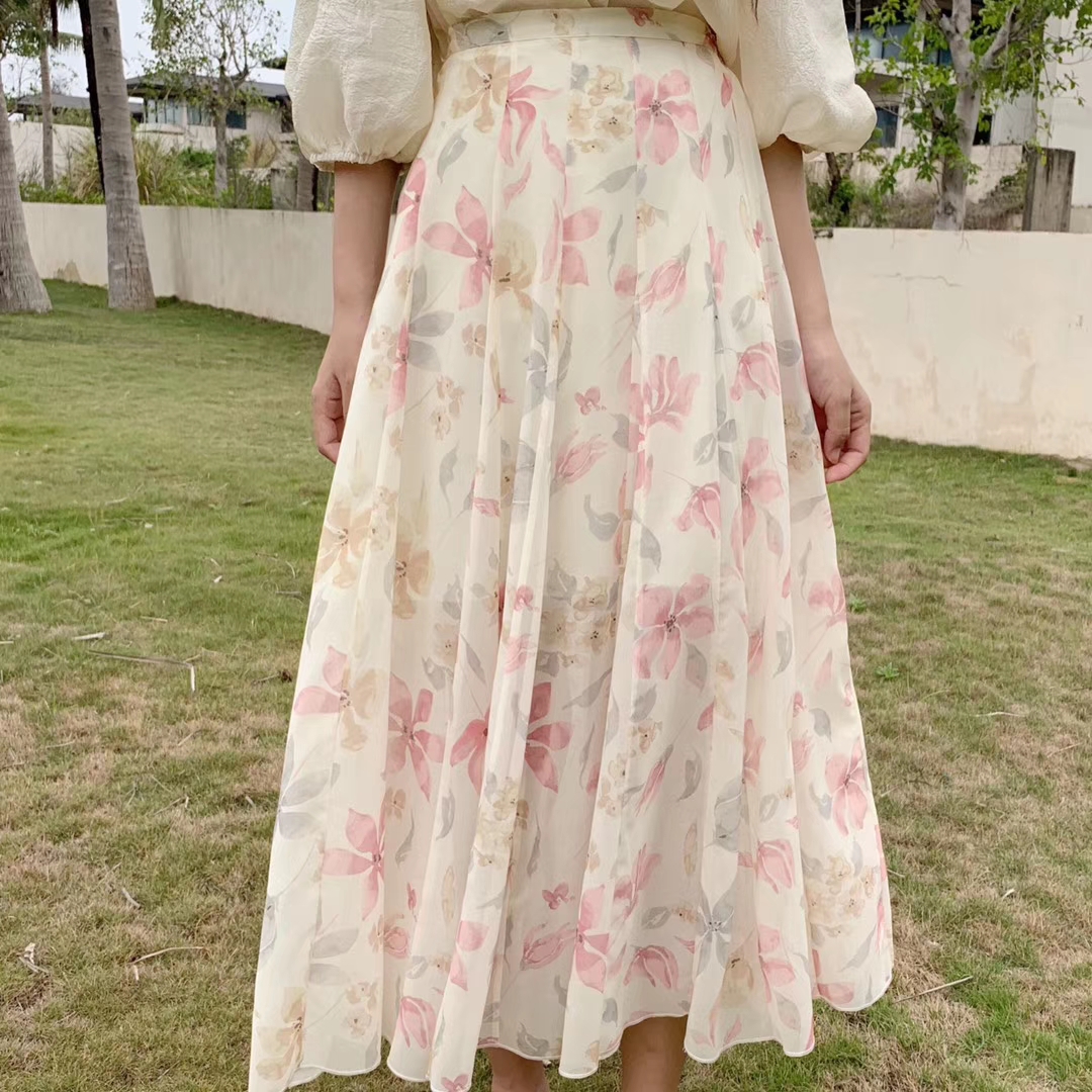 2019年夏季新款36片裁片大摆碎花高腰半裙重工飘逸弹力复古中长裙|ruв категории Женская одежда, юбка - от Buy2taobao.com для оказания профессиональной услуги покупки агента Taobao