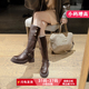 小码 女鞋 313233小个子厚底皮带扣长筒靴女增高骑士靴秋冬机车靴34
