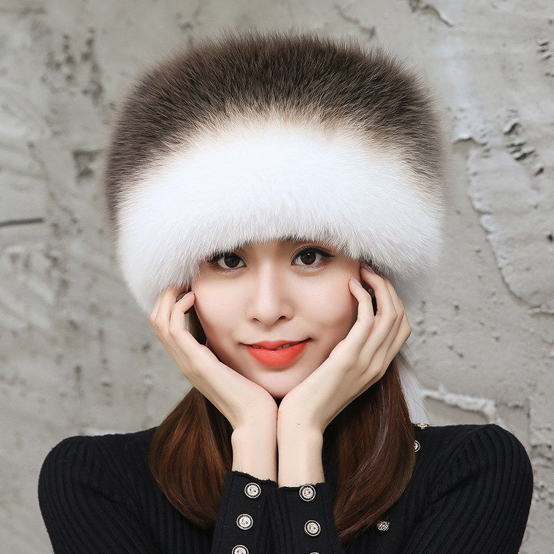 全狐狸毛帽子女冬天保暖护耳滑雪帽真皮草帽蒙古公主帽包头贝雷帽