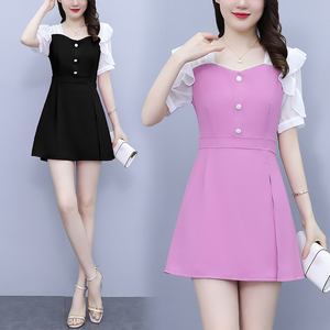 RM18219#夏季新款大码女装法式气质时尚修身上衣＋短裤两件套套装