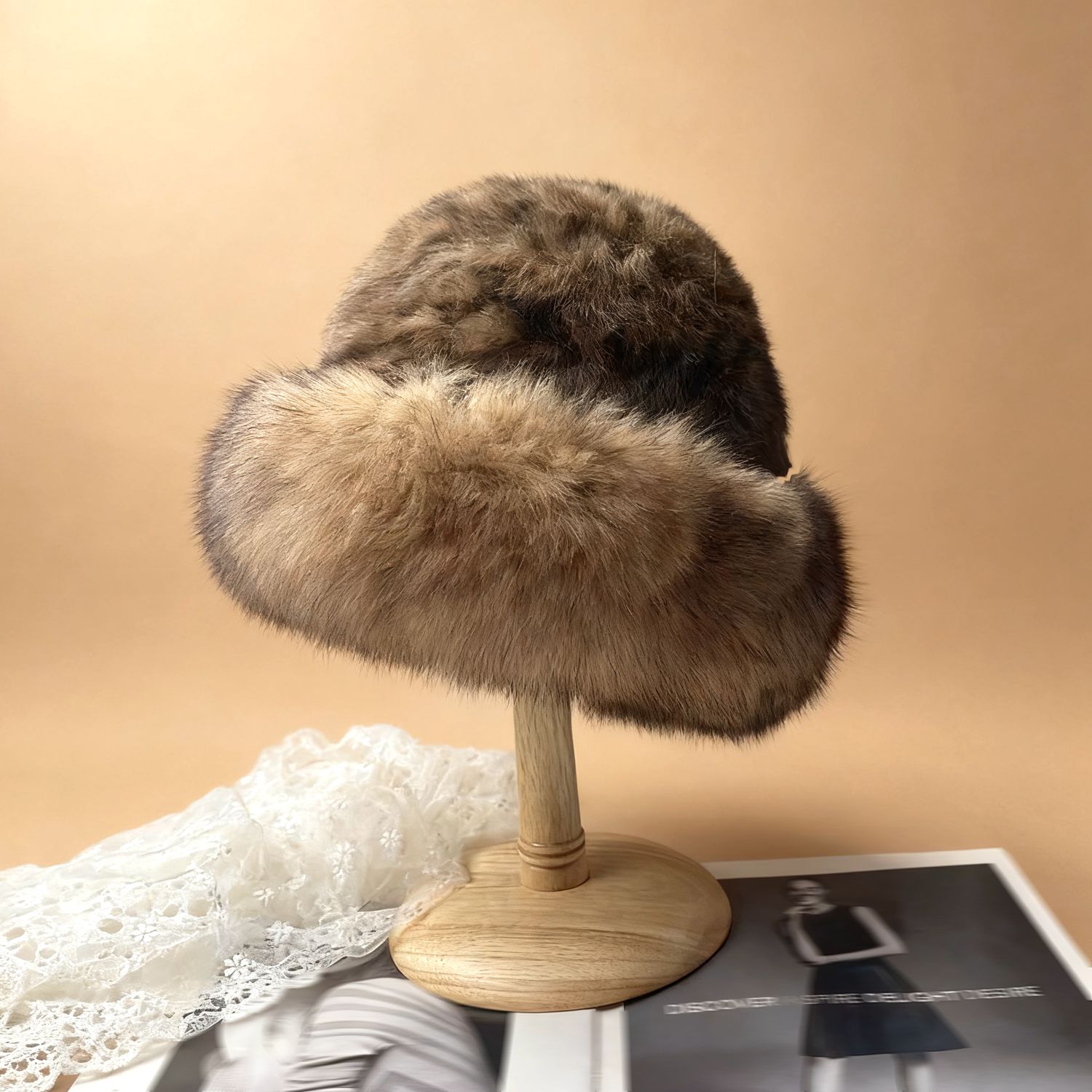 皮草帽子渔夫帽女冬季