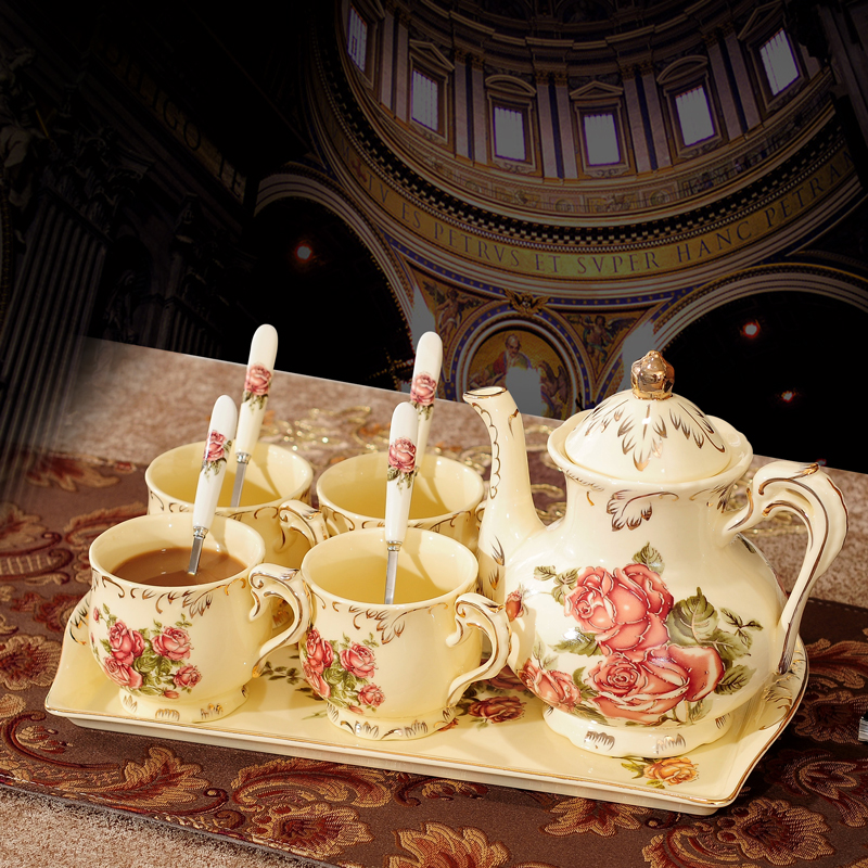欧式茶具陶瓷家用咖啡杯套装整套带托盘美式现代简约下午茶小奢华|ruв категории посуда, кофе, кофе - от Buy2taobao.com для оказания профессиональной услуги покупки агента Taobao