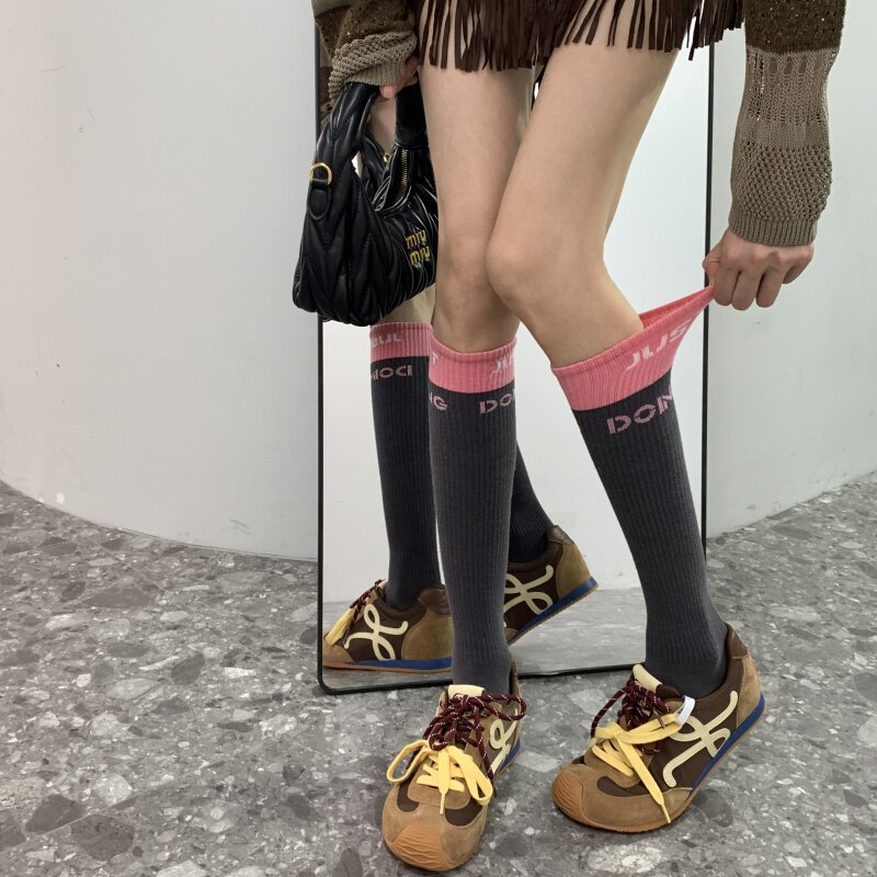 美式潮流运动风压力小腿袜女显瘦长筒袜