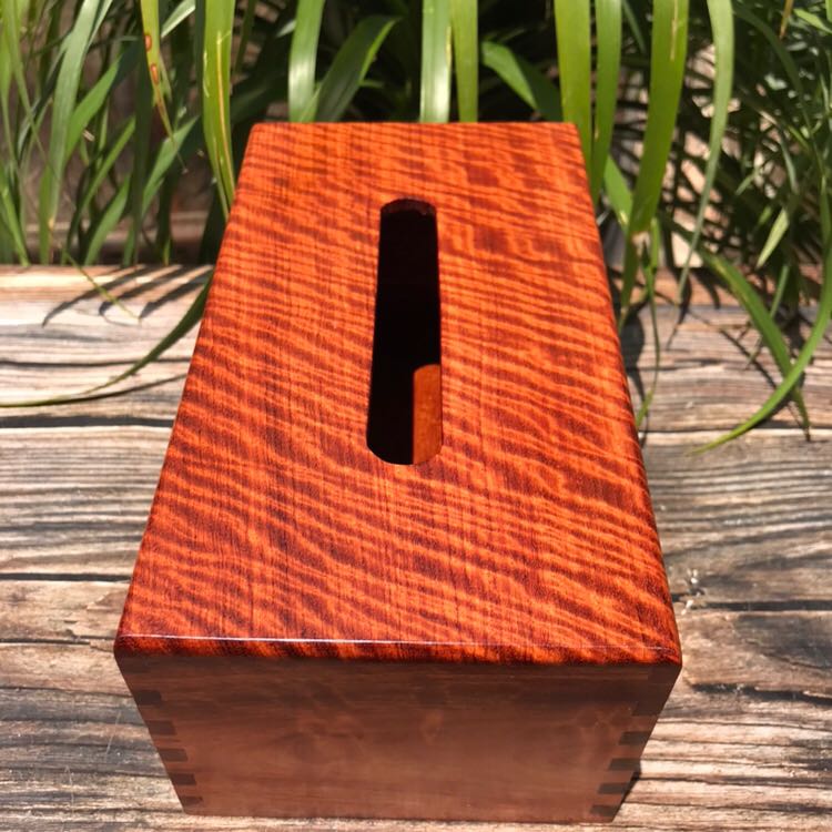 红木纸巾盒缅花大果紫檀榫卯老料