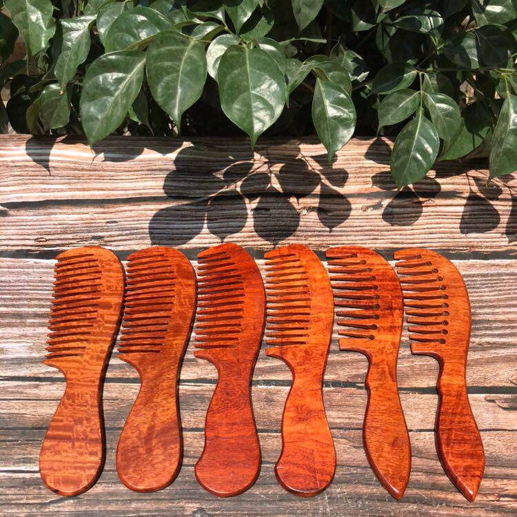 红木梳子缅甸花梨木整实木木梳缅花木雕工艺礼品创意无拼接理发梳