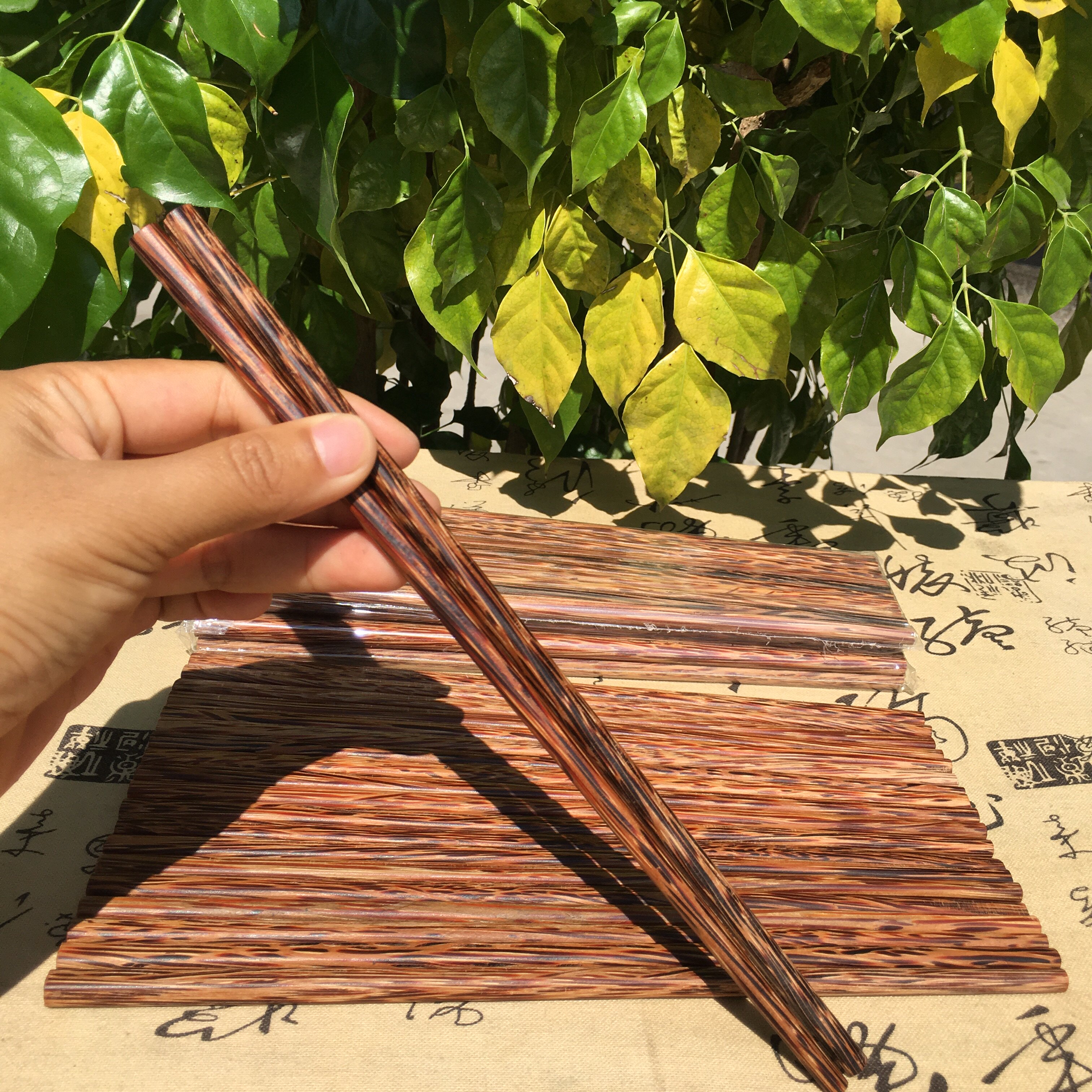 椰子树木筷子实木整木质筷10双装家用筷防滑公筷防霉木制餐厅用筷