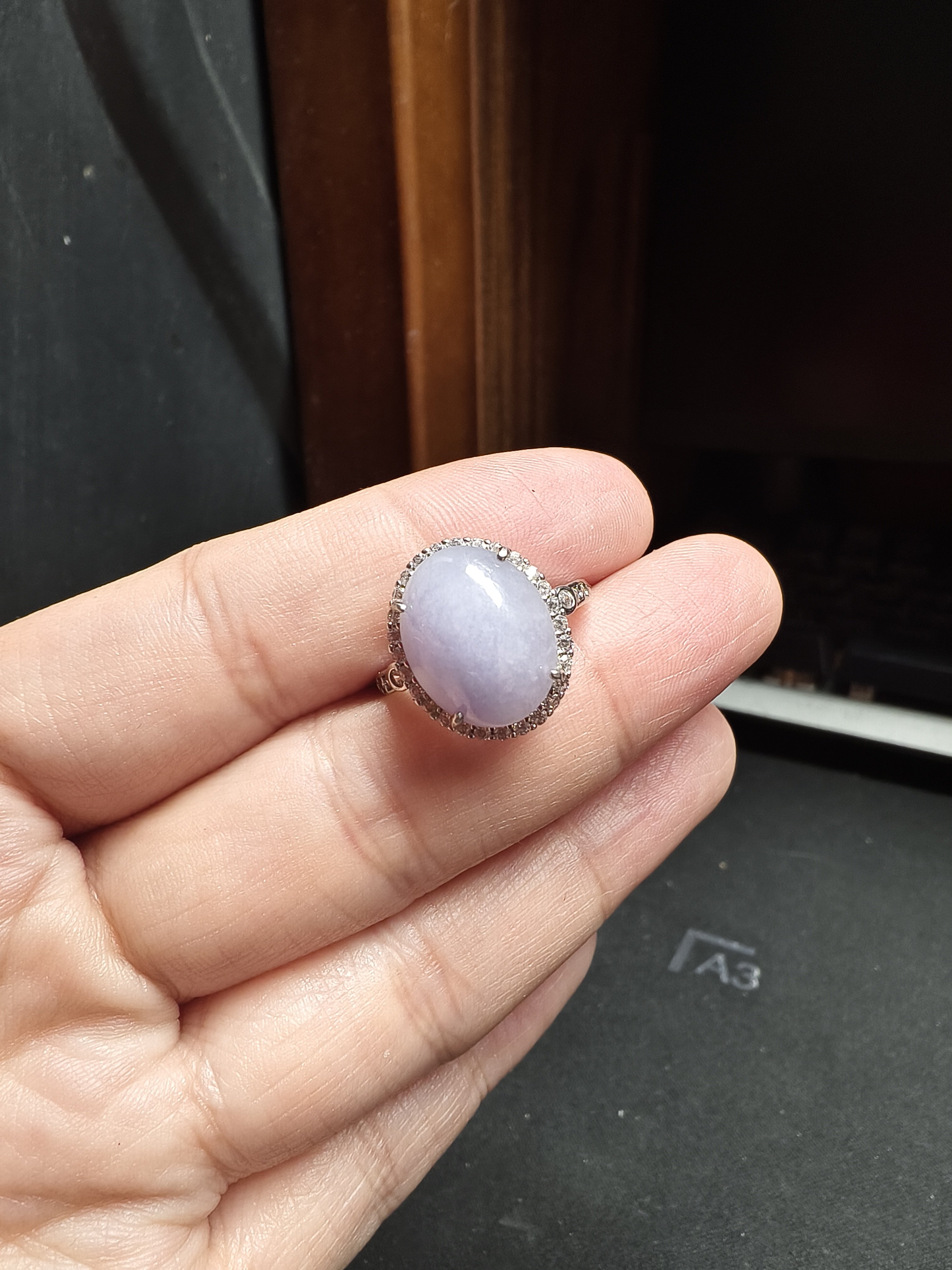 天然a货缅甸翡翠戒指通体s925银镶紫罗兰精致百搭新款节日礼物