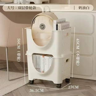 书包置物架工位桌下放包办公室滑轮学生书本收纳箱移动小推车